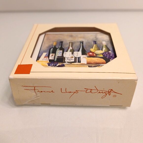 Frank Lloyd Wright Wine Bottles With Fruit And Bread Absorbent Coasters Set of 4 - Picture 8 of 9